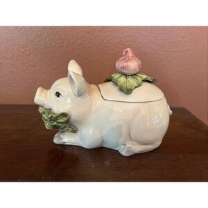 Fitz & Floyd French Market Pig Condiment Jar No Spoon
